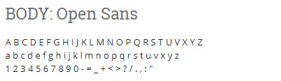 Open Sans characters